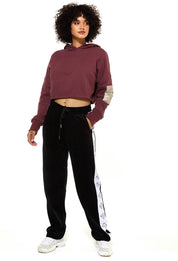 Burgundy Cropped Hoodie With Cenmar Patch