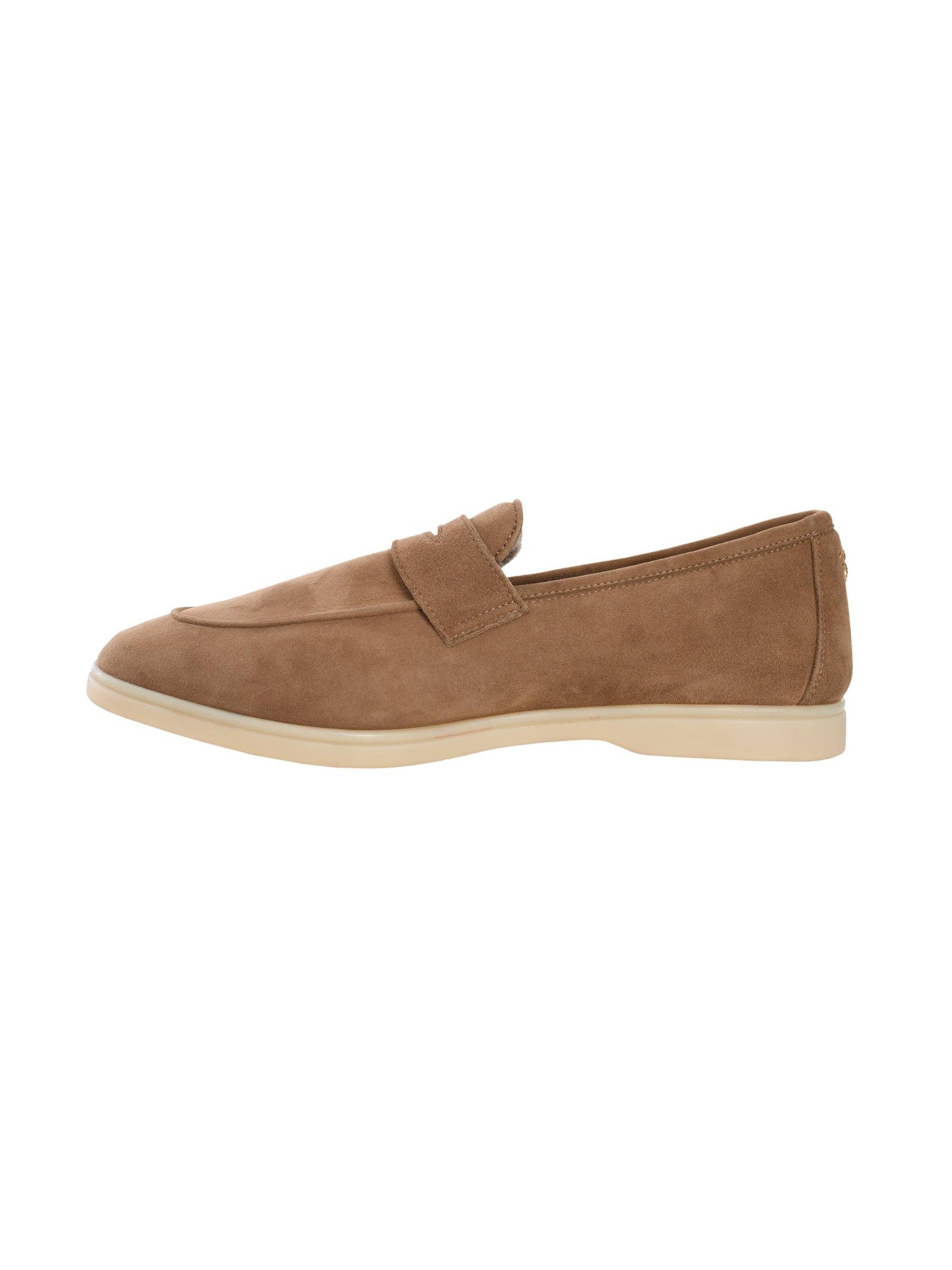 Mousy brown suede and shearling loisir gomme