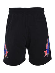 Black shorts with red and blue "starry lightning" print