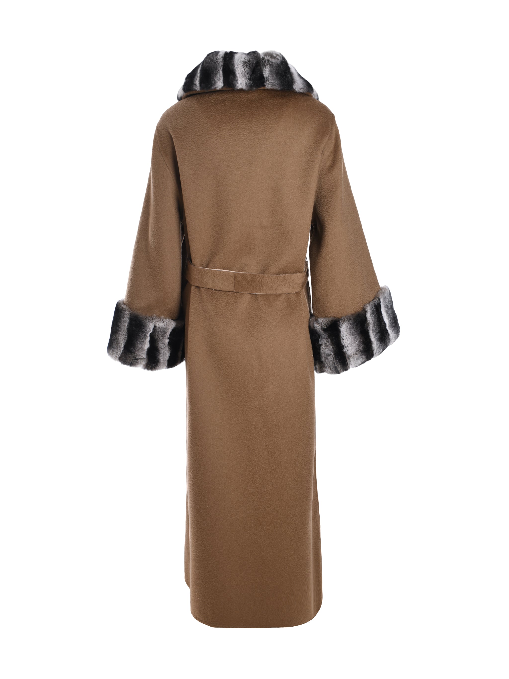 LONG COAT ABAYA WITH REX FUR ON SLEAVES AND COLLAR