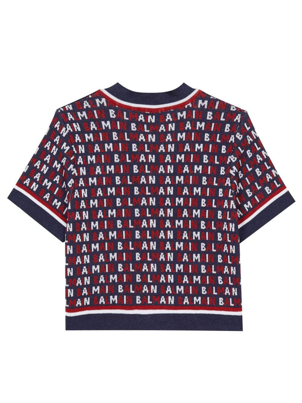 Logo-jacquard short-sleeve cardigan