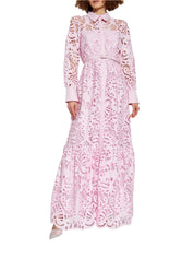 PINK COTTON LACE  MAXI DRESS