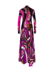 Orchidee and Iride-Print Long Dress