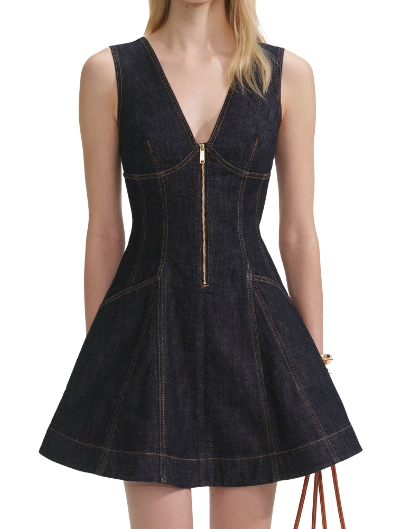 Indigo denim mini dress