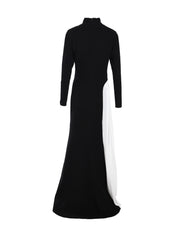 TAILORED CREPE PLEATED MAXI DRESS