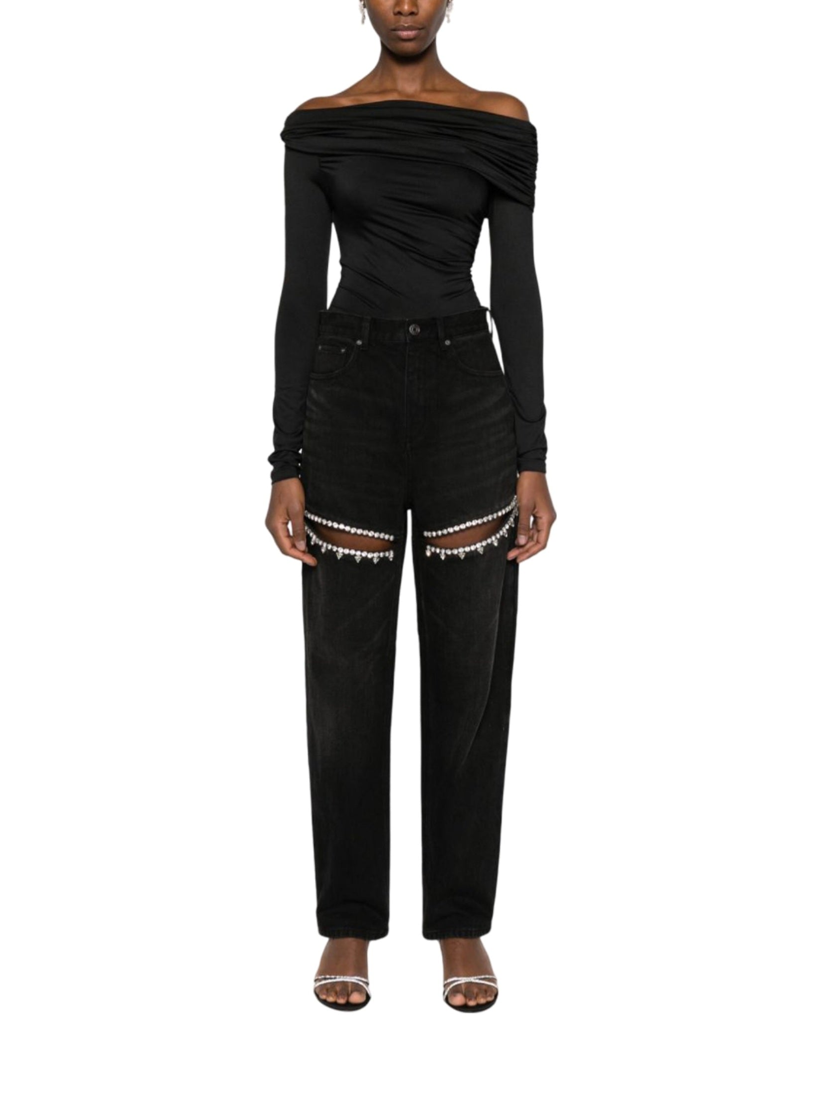 Crystal slit jean