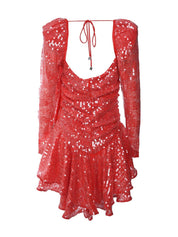 Rotate ruched sequinned minidress