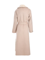 BLUSH PICK COAT WITH BROWN MINK COLLAR