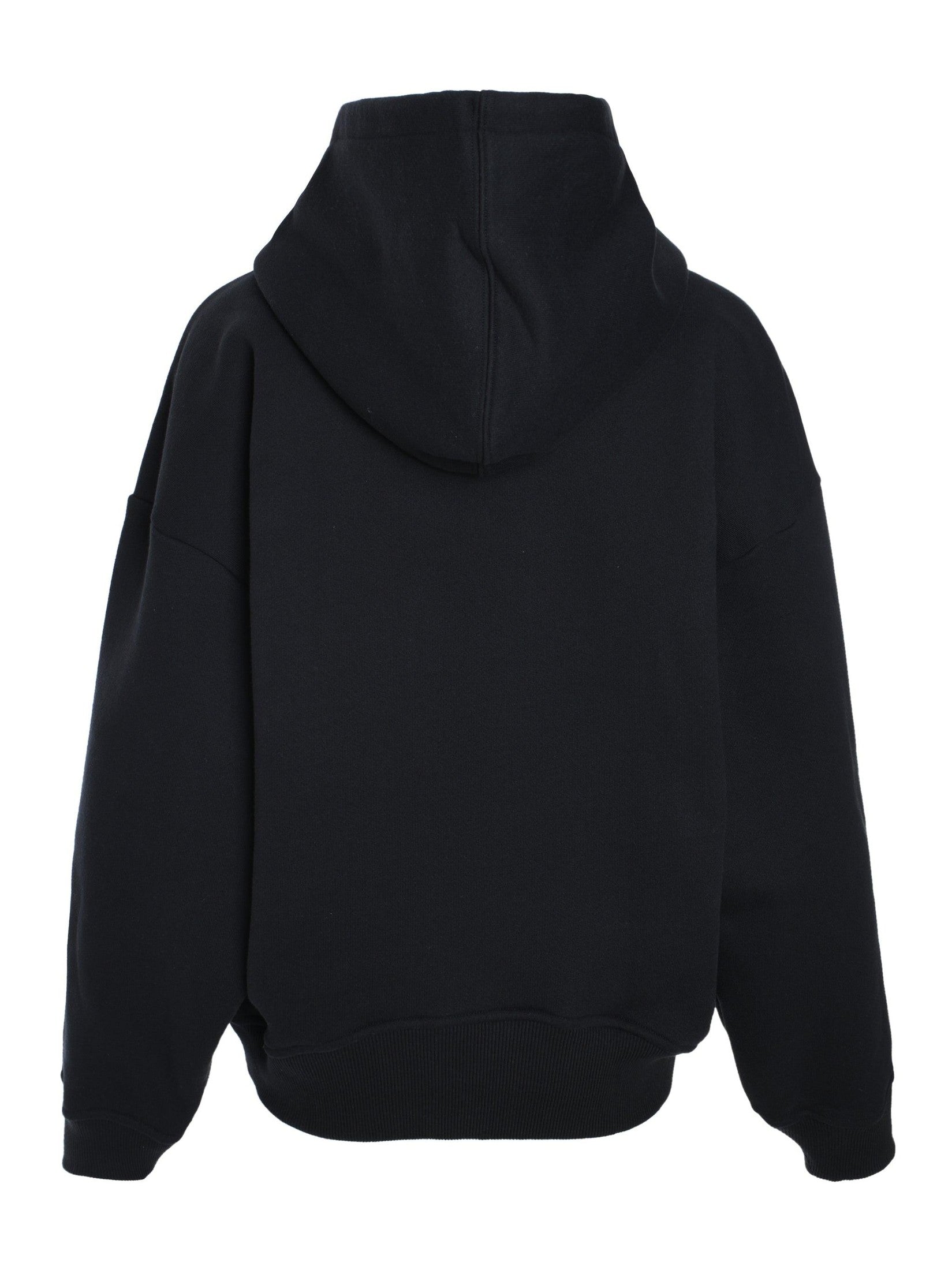 Off stamp round over hoodie black white