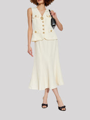 CREAM LINEN MIDI DRESS