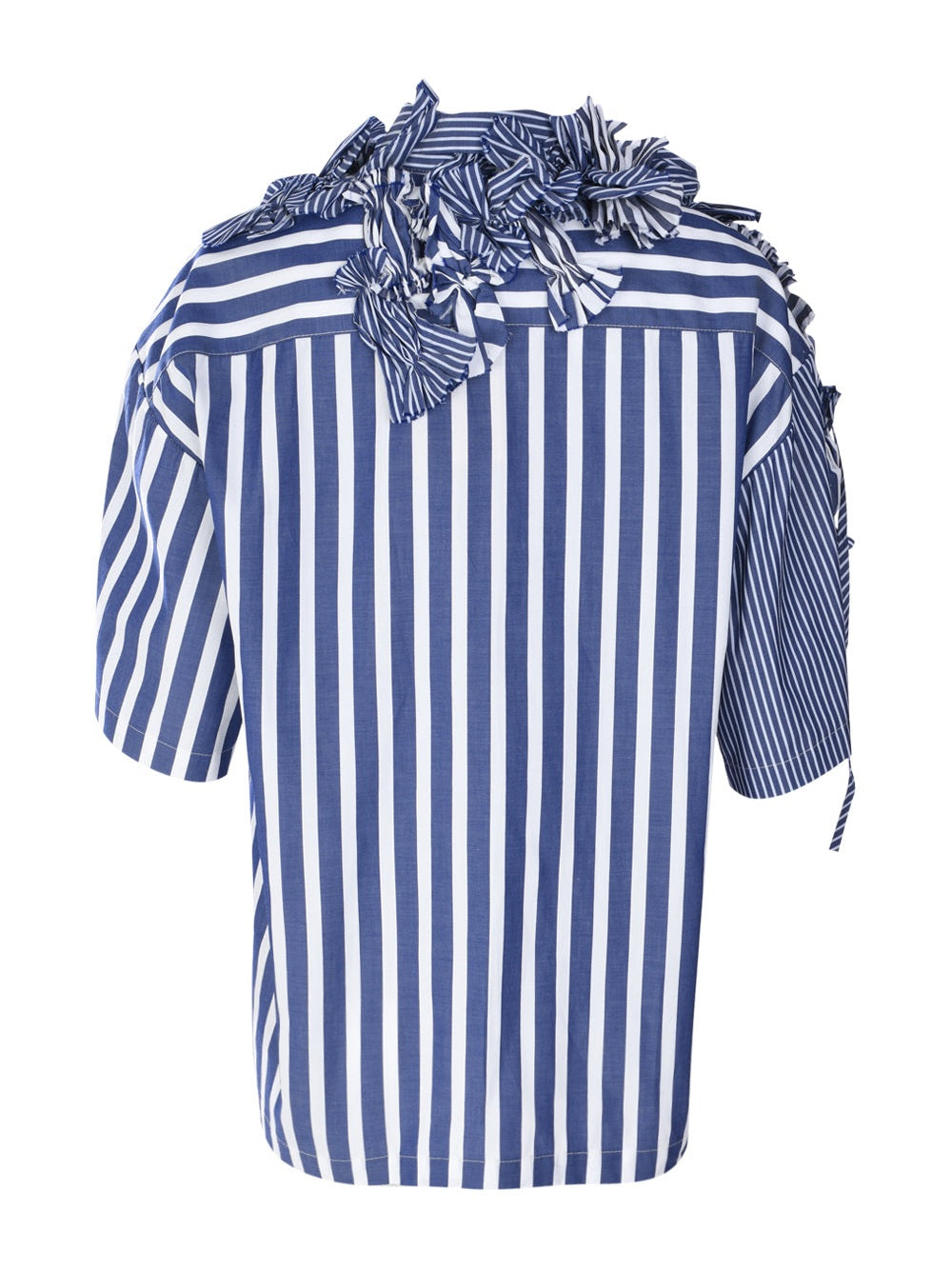 Sybel 3d embellished short sleeve mix cotton stripe shirt