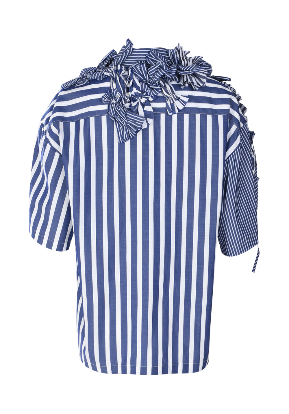 SYBEL 3D EMBELLISHED SHORT SLEEVE MIX COTTON STRIPE SHIRT