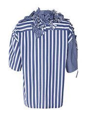 Sybel 3d embellished short sleeve mix cotton stripe shirt