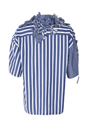 SYBEL 3D EMBELLISHED SHORT SLEEVE MIX COTTON STRIPE SHIRT