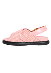 MARNI Fussbet Raffia-effect Sandals In Pink