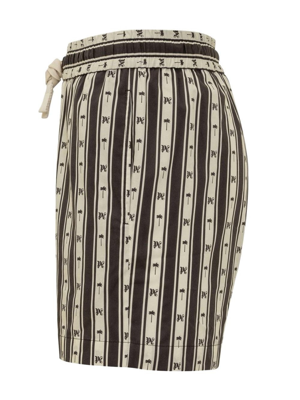 Palm angels pa monogram striped shorts
