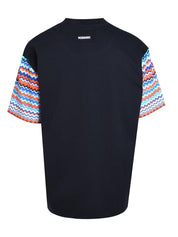 Oversized t-shirt in cotton with zigzag inserts