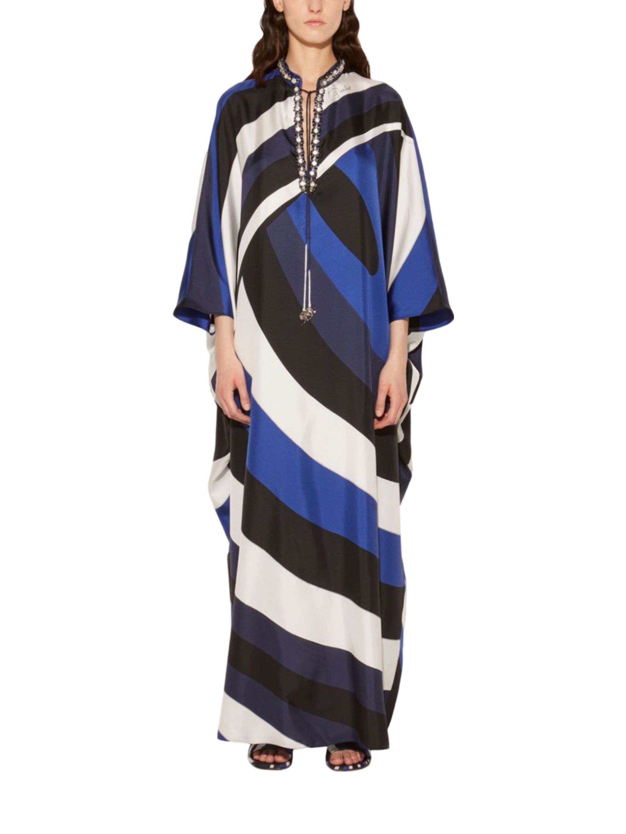 Iride-Print Silk-Twill Kaftan