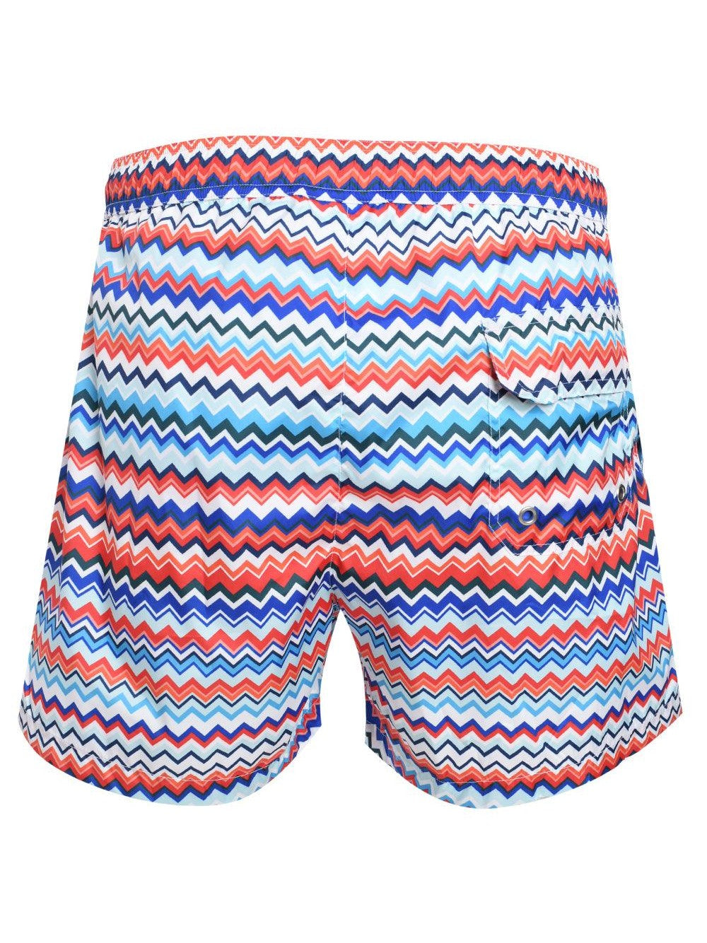 Swimming trunks in zigzag print nylon