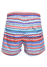 Swimming trunks in zigzag print nylon