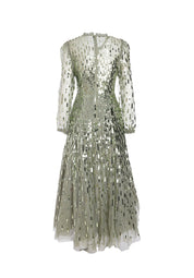 SEQUIN DASH LONG SLEEVE ANKLE GOWN