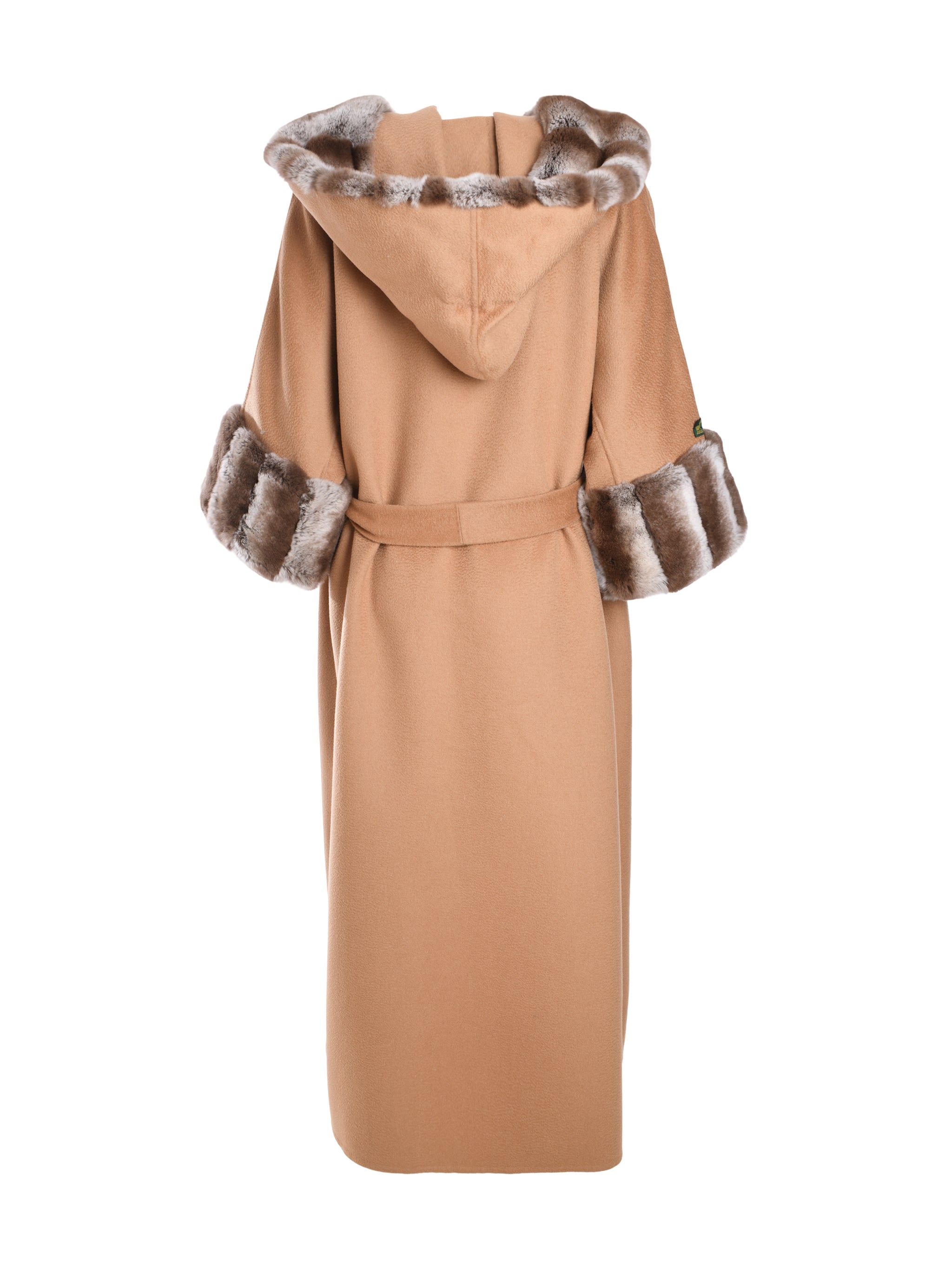 LONG COAT ABAYA WITH REX FUR ON SLEAVES AND COLLAR