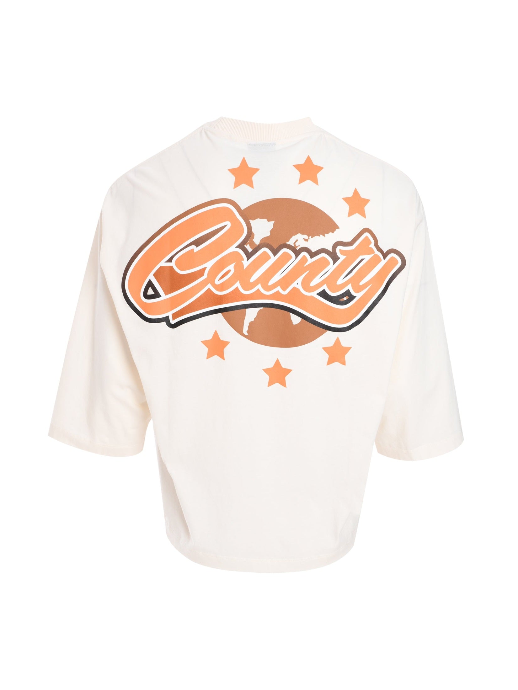 County globe loose t-shirt ecru brown