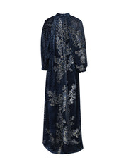 Ganaia mix velvet fil coupé long dress with gold velvet fil coupé
embroidery appliqué