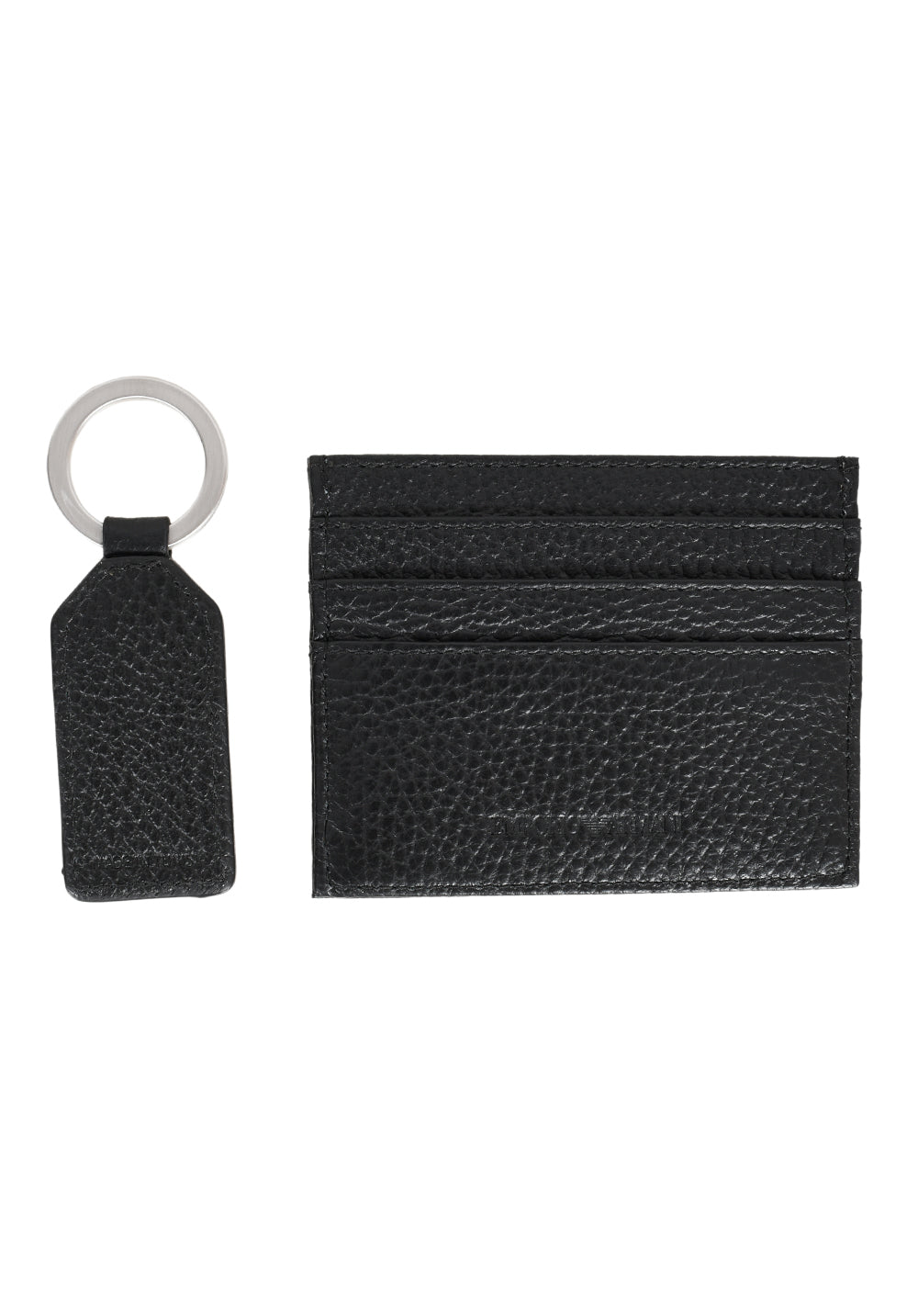 Emporio Armani logo-embossed leather cardholder and keyring