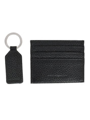 Emporio armani logo-embossed leather cardholder and keyring