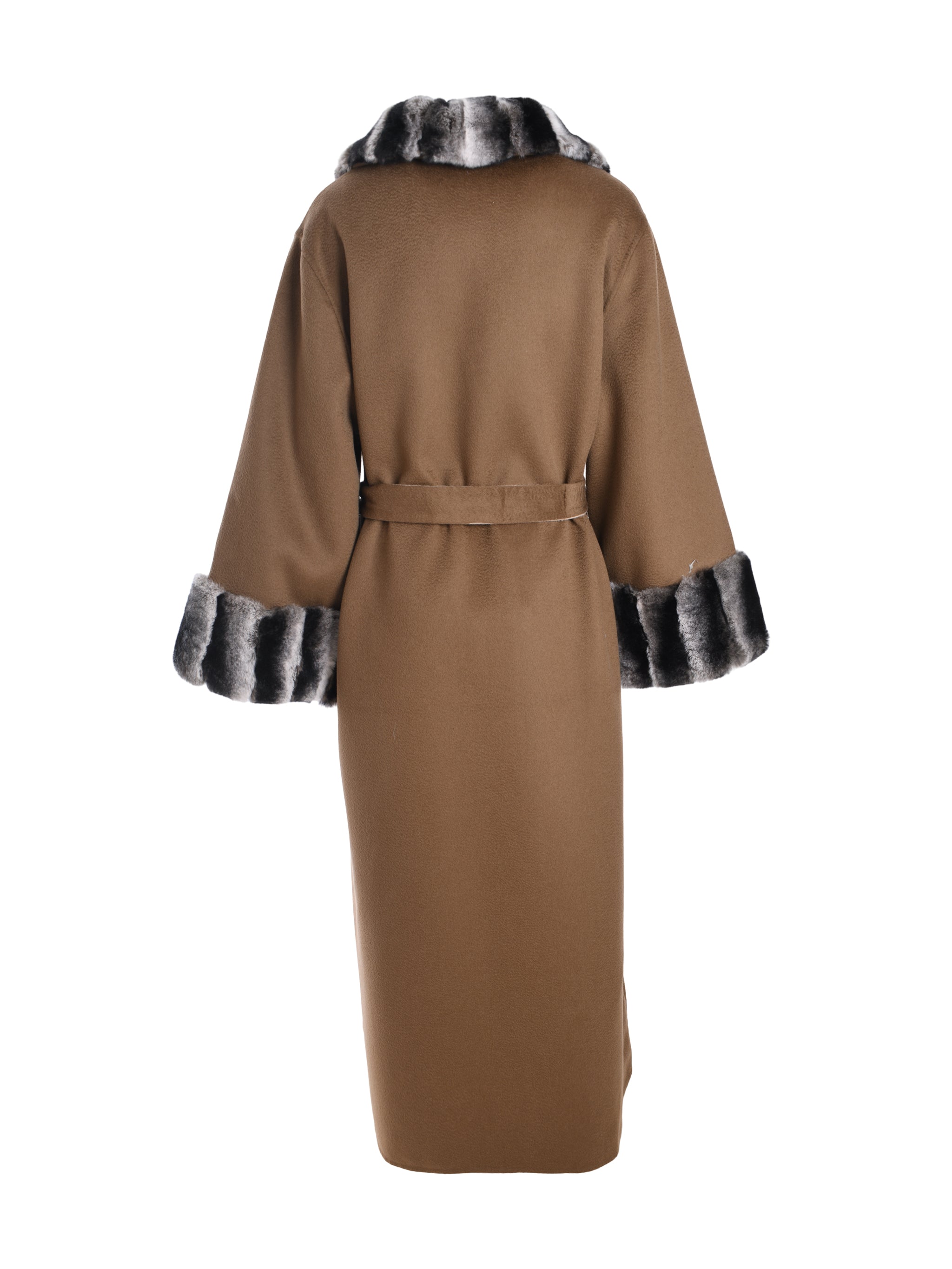 LONG COAT ABAYA WITH REX FUR ON SLEAVES AND COLLAR