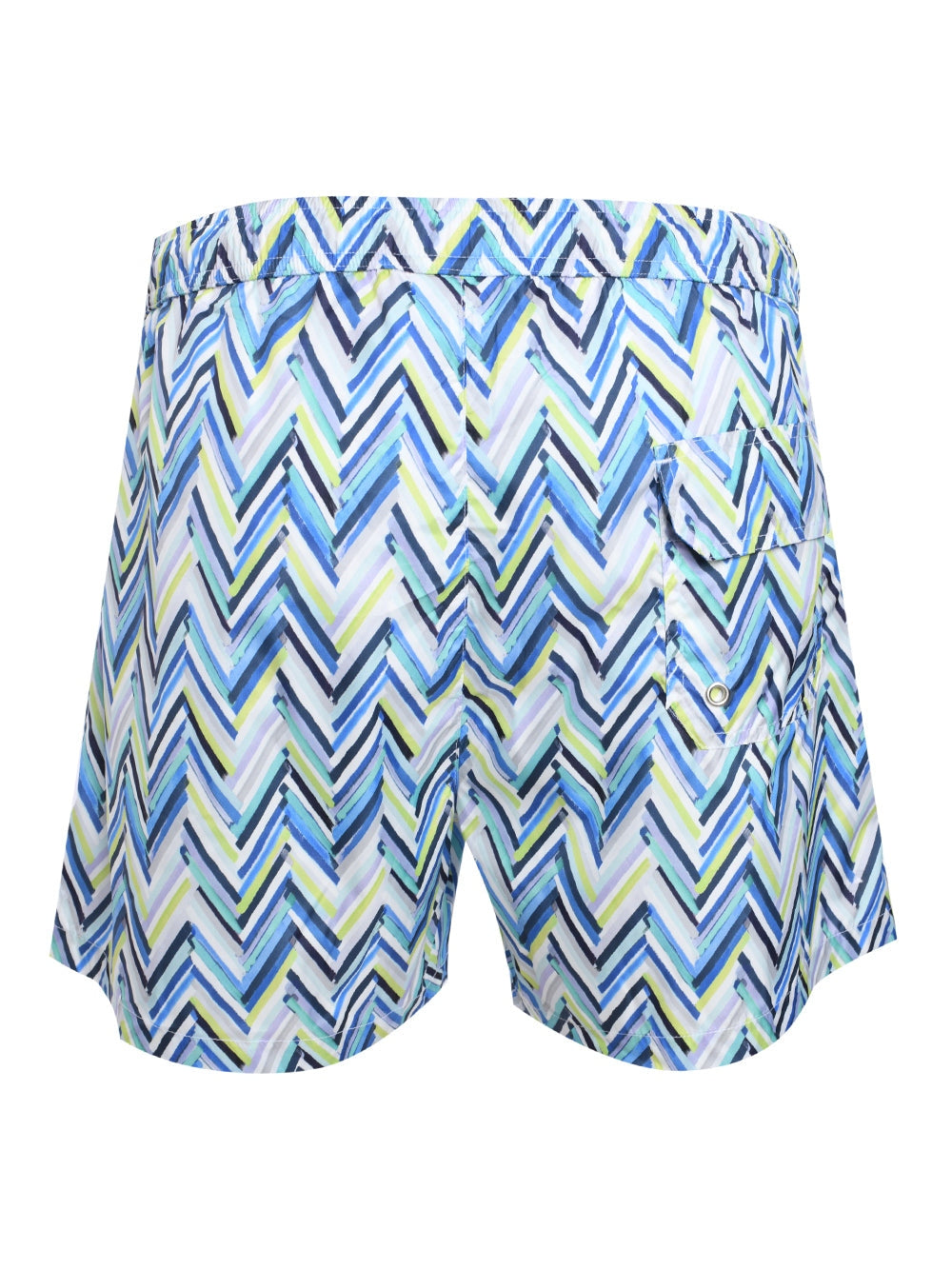 Swimwear boxer style zigzag print brush stroke effect