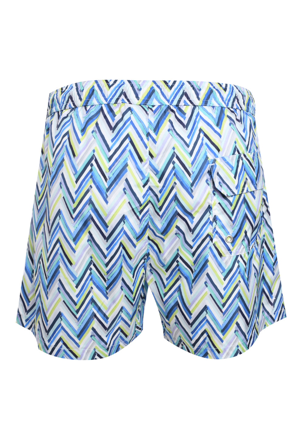 Swimwear Boxer Style Zigzag Print Brush Stroke Effect