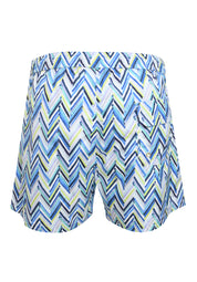 Swimwear Boxer Style Zigzag Print Brush Stroke Effect