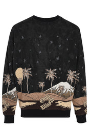 ONLY THE BLIND SEPIA MOUNTAIN JACQUARD CREWNECK