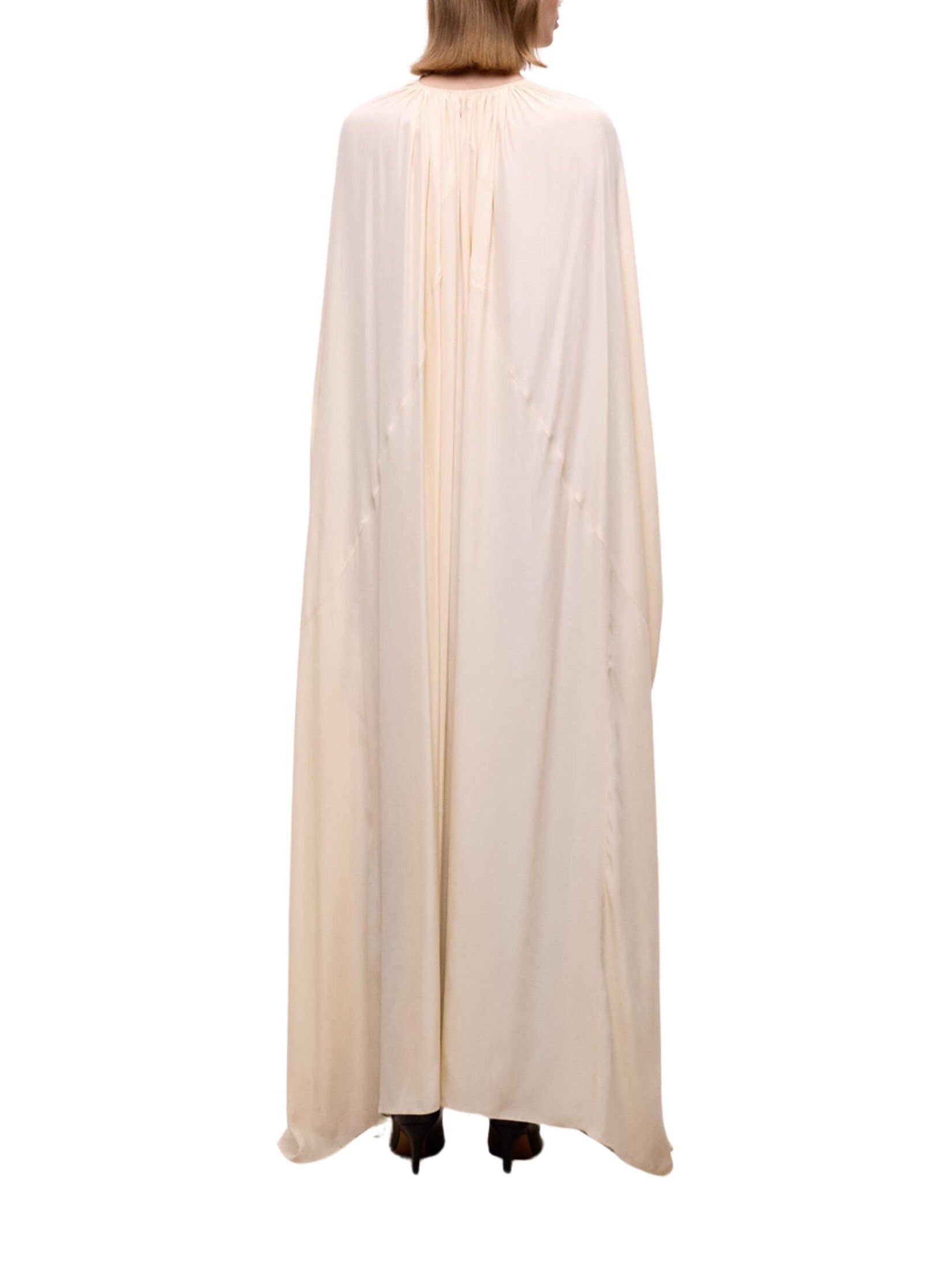 Round neck print detailed silk dress