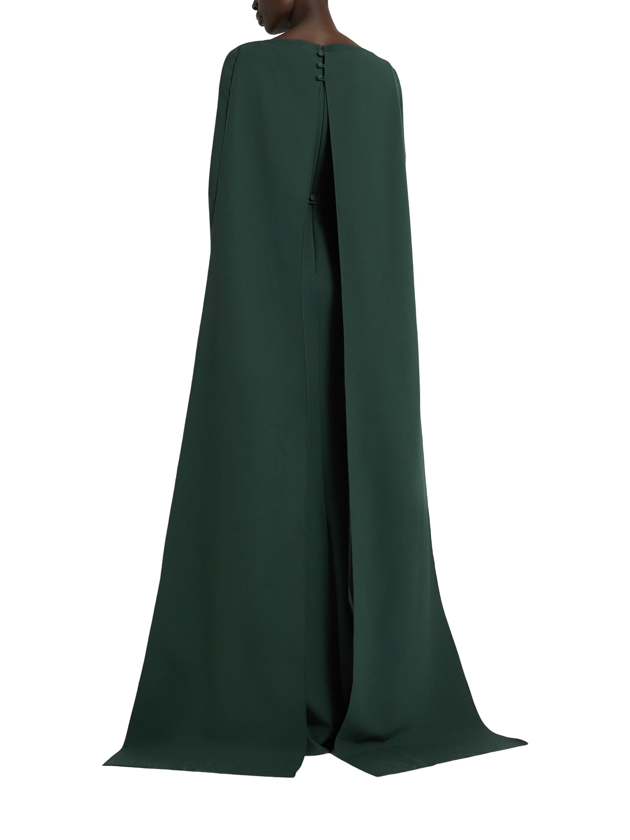 LONG SLEEVE FLOOR LENGTH GOWN WITH SPLIT CAPE