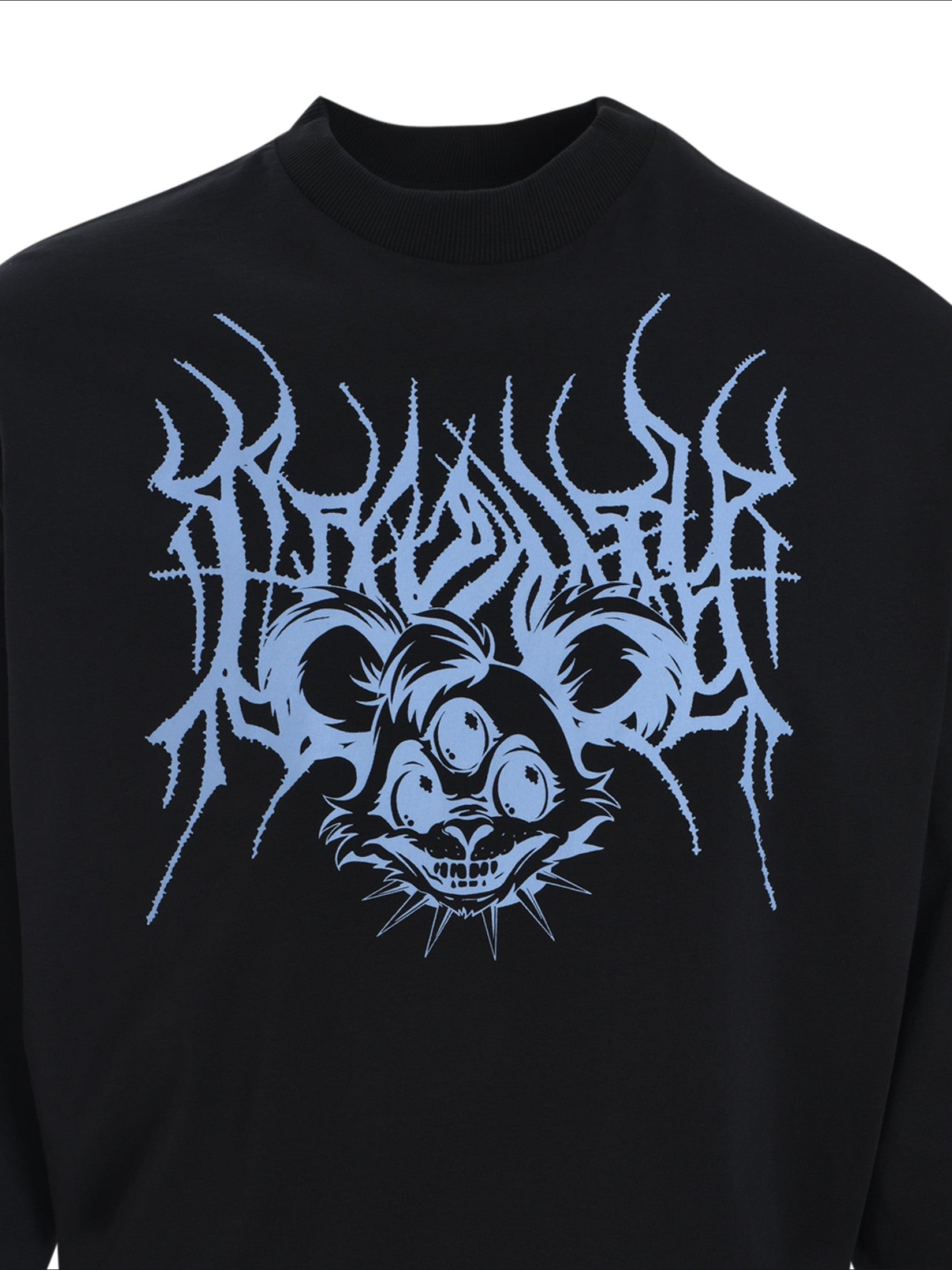 Metal logo loose t-shirt black dusty blu