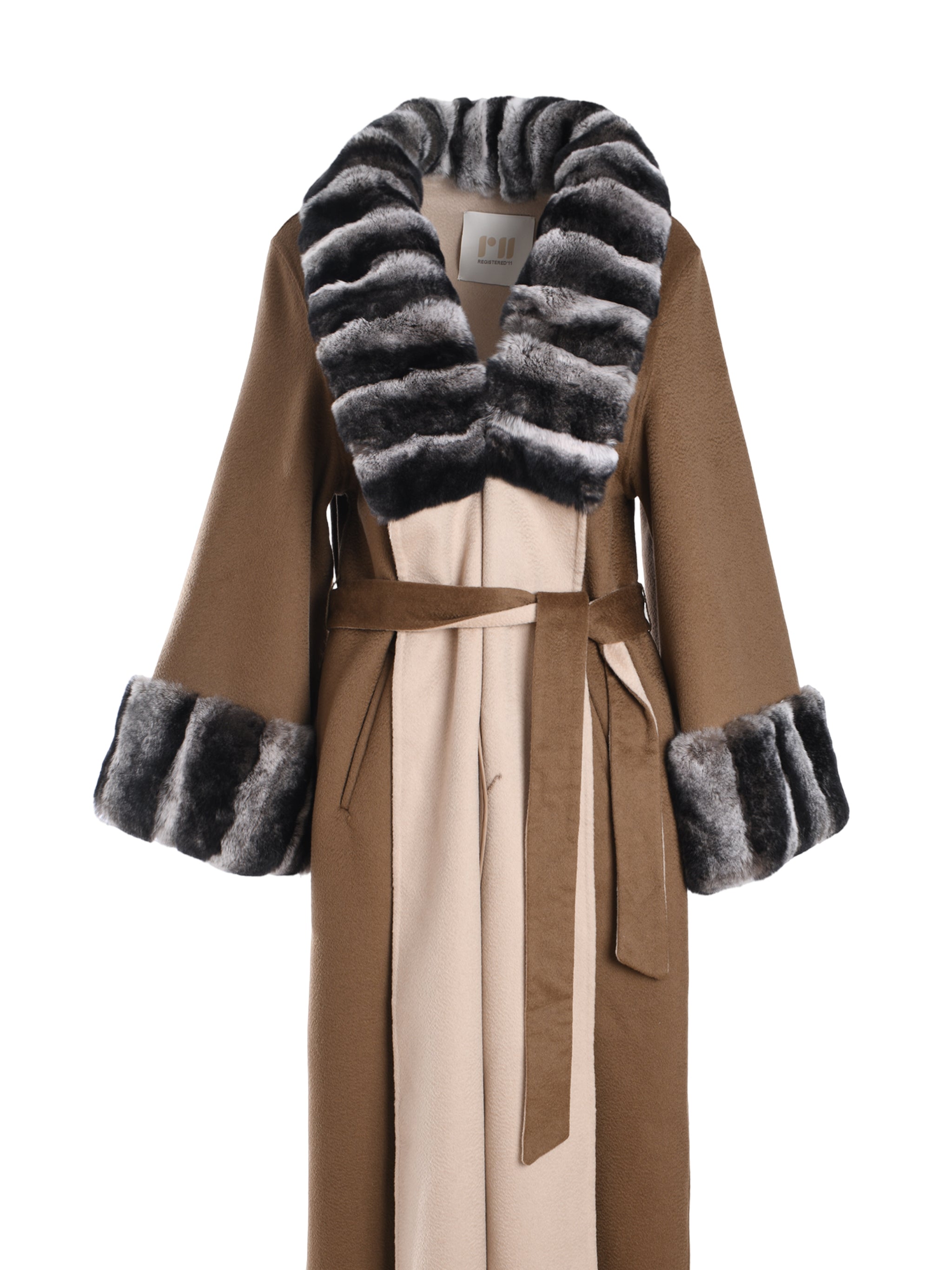 LONG COAT ABAYA WITH REX FUR ON SLEAVES AND COLLAR