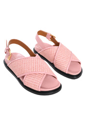 MARNI Fussbet Raffia-effect Sandals In Pink