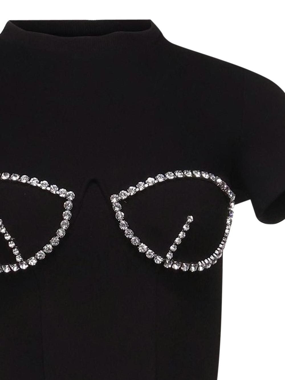 Area bustier-style crystal-embellished t-shirt