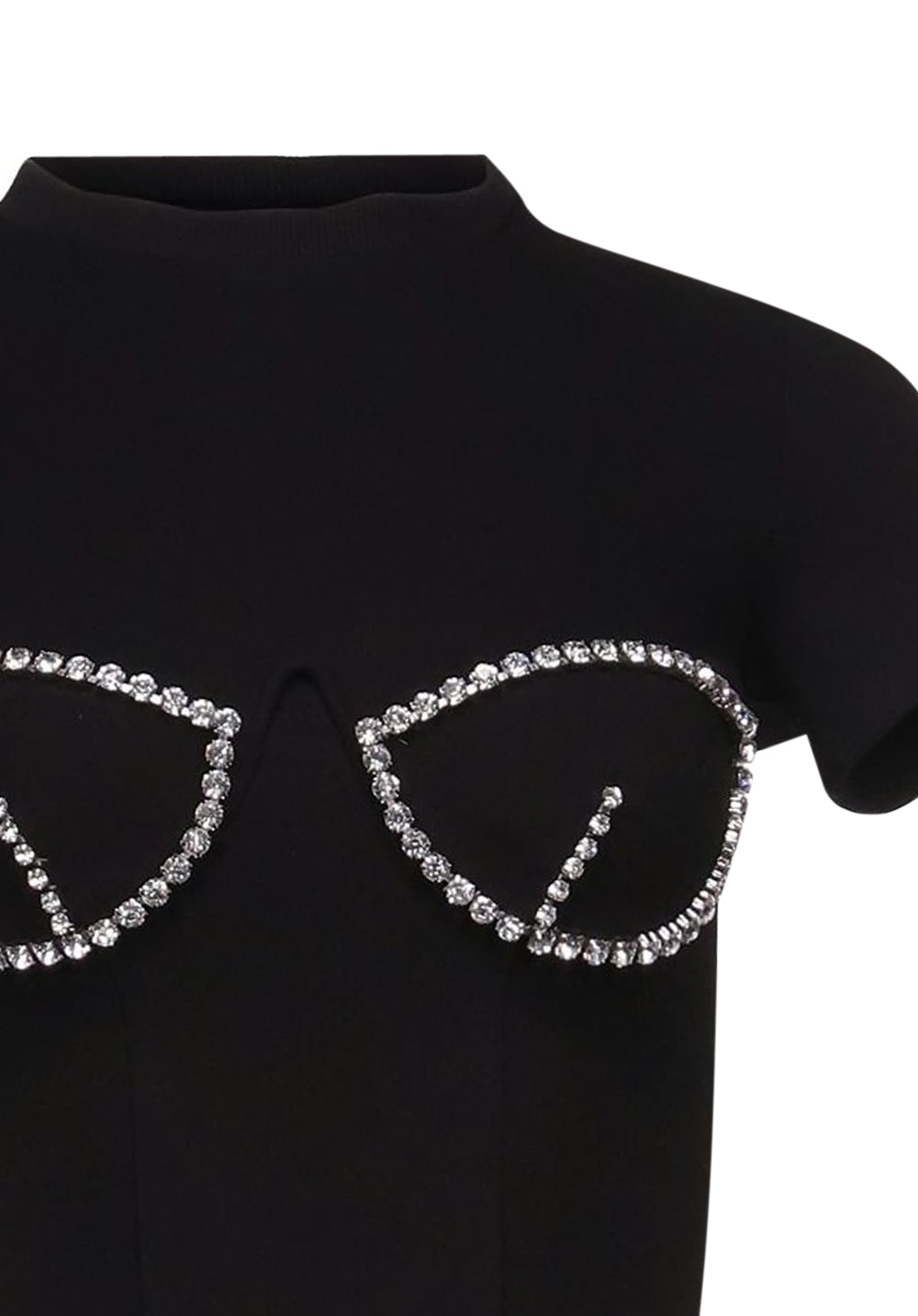 AREA bustier-style crystal-embellished T-shirt