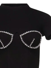 Area bustier-style crystal-embellished t-shirt