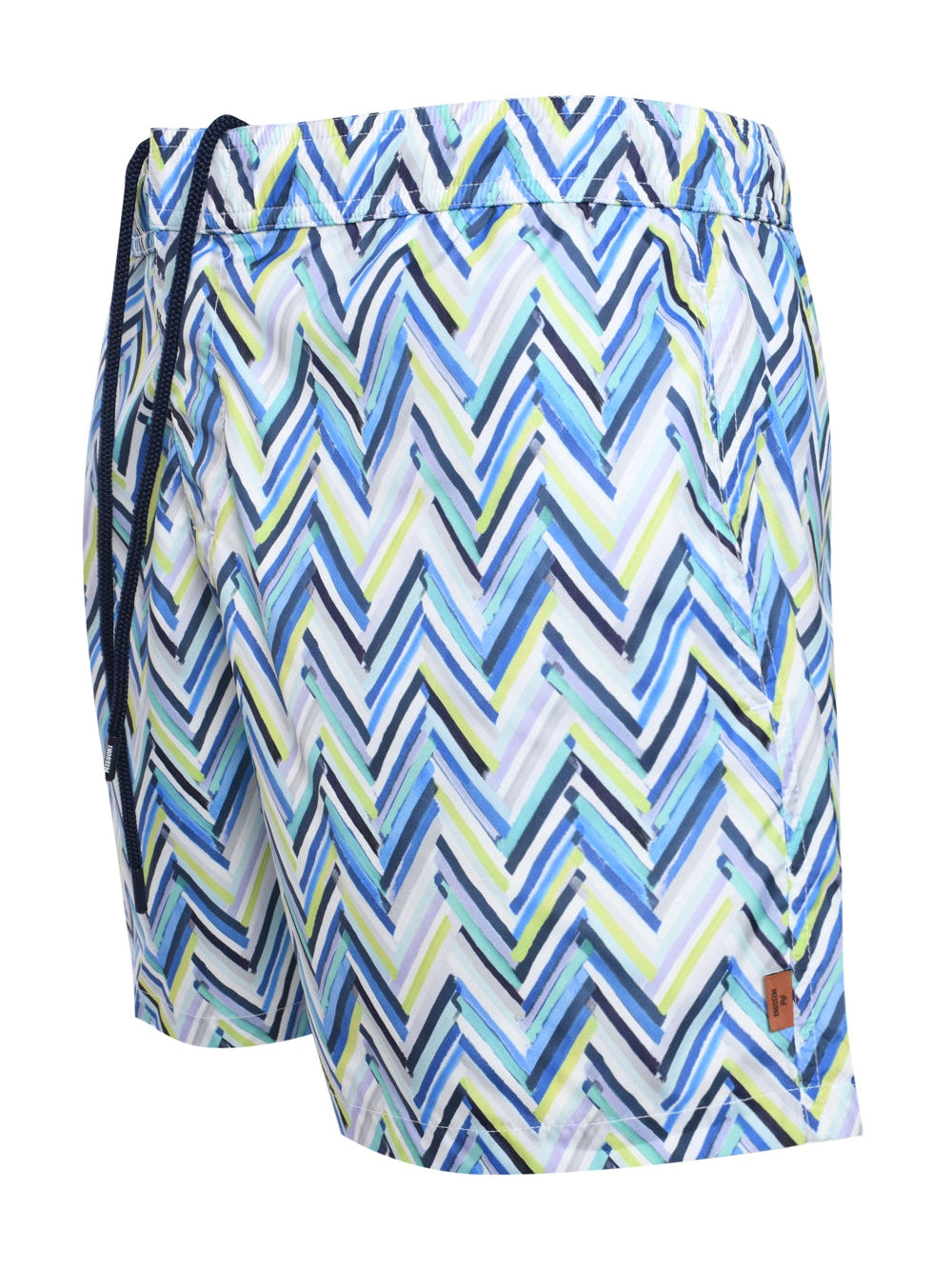 Swimwear boxer style zigzag print brush stroke effect