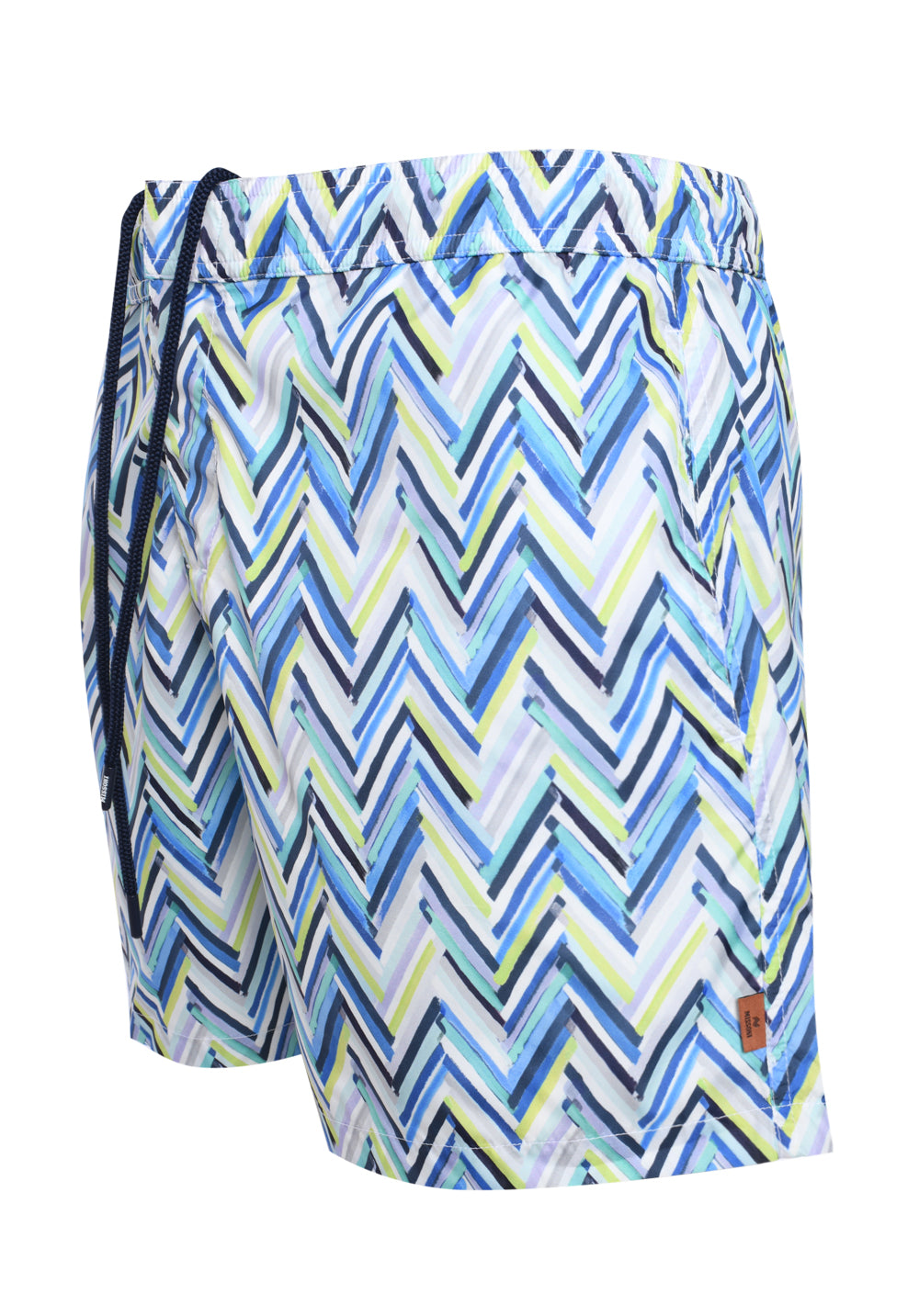 Swimwear Boxer Style Zigzag Print Brush Stroke Effect