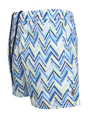 Swimwear boxer style zigzag print brush stroke effect