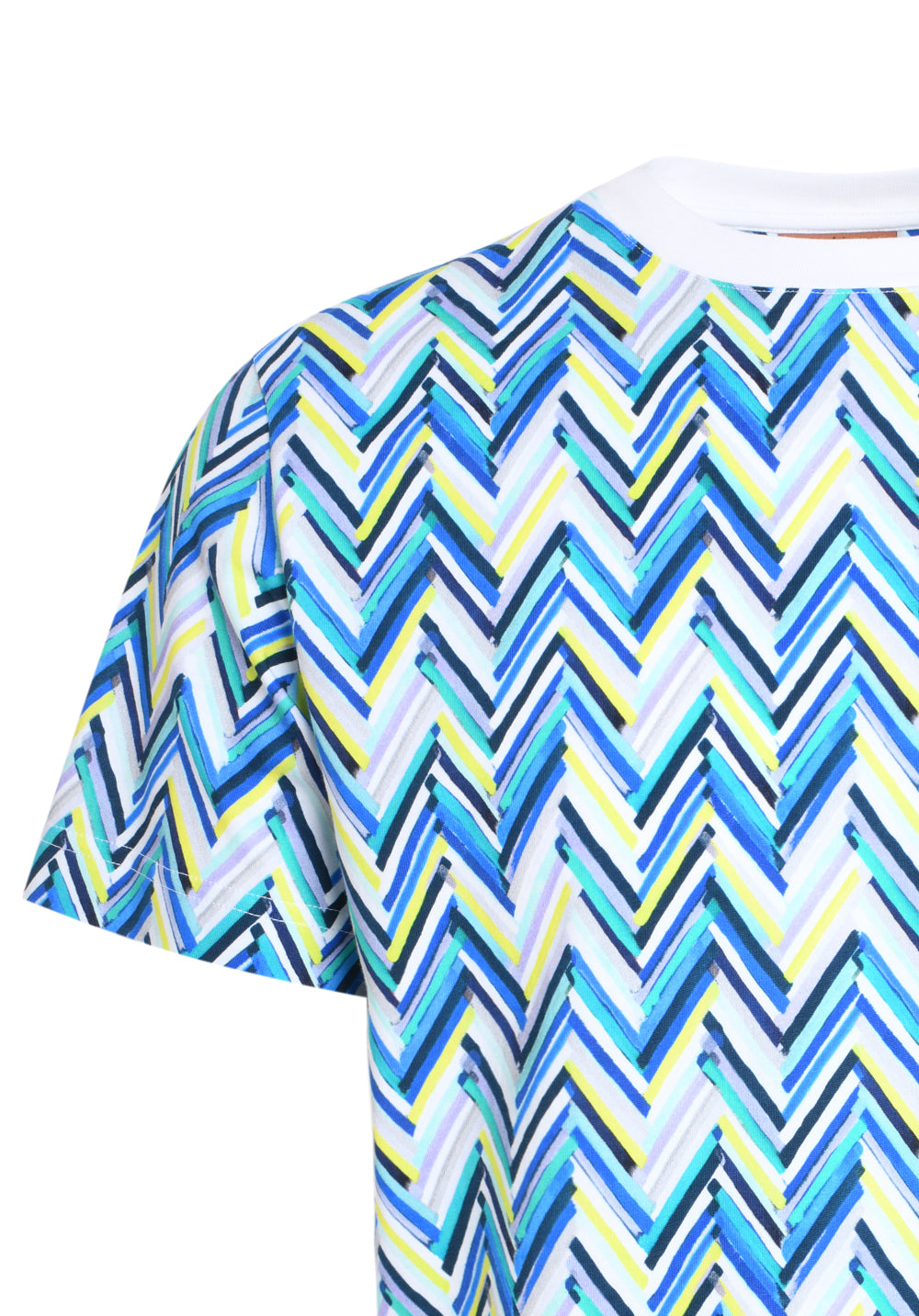 Crew-neck T-shirt in cotton with zigzag print