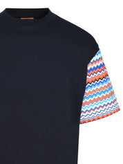 Oversized t-shirt in cotton with zigzag inserts