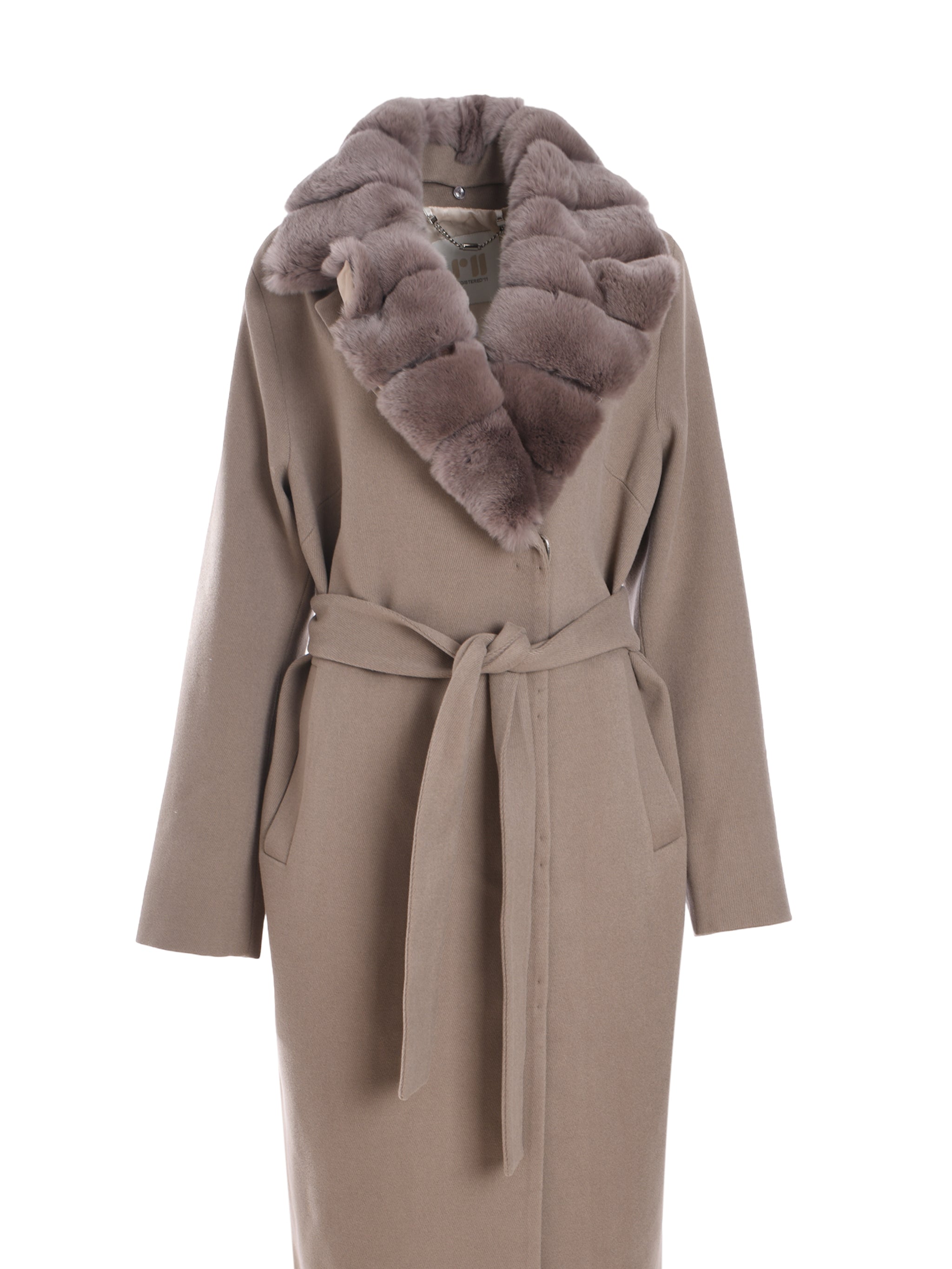 FULL LENGHT FORMAL  COAT WITH REX FUR ON COLLAR