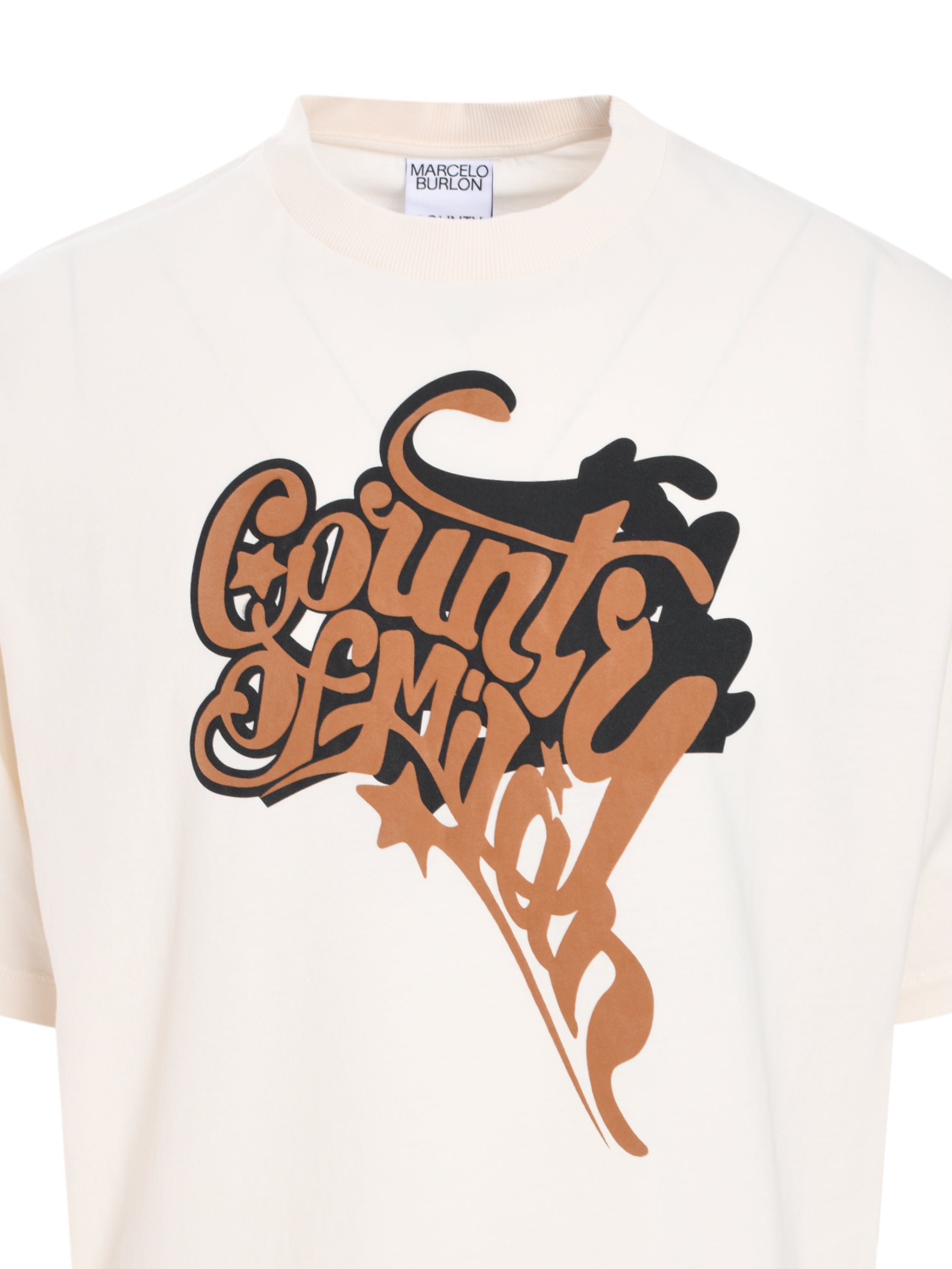 COUNTY MELTED BOXY T-SHIRT ECRU BROWN